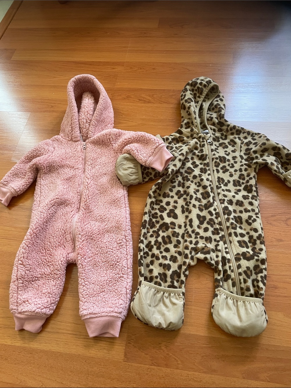 2 winter baby fleece onesies